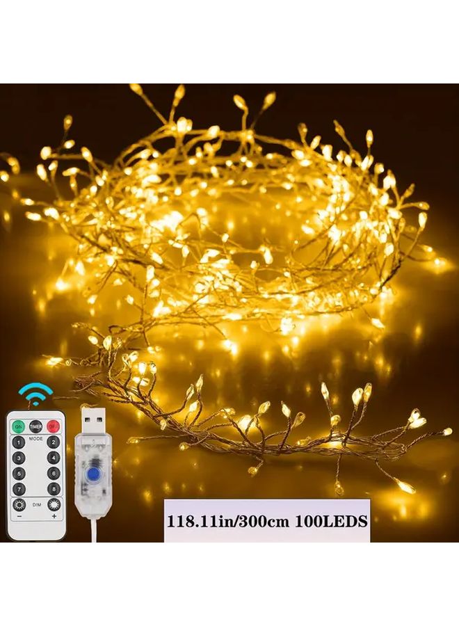 أضواء الجنيات USB بخيط 3 متر 100 LED جهاز تحكم عن بعد 8 أوضاع مؤقت أبيض دافئ متعدد الألوان - Image 1