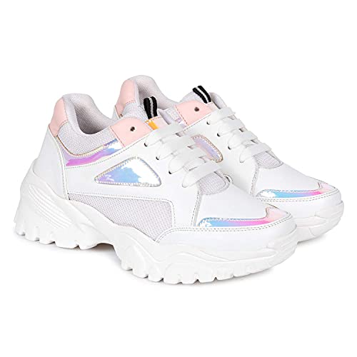Amico Comfotable Lightweight Casual Sneaker For Women/Girls White, 5 UK - Image 4