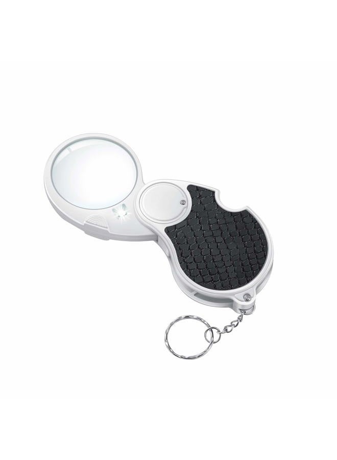 Techshare 5X Pocket Magnifying Glass Handheld With Light, Small Illuminated Folding Hand Held Lighted Magnifier For Reading, Jewellers,Inspection, Jewellery, Coins, Hobby, Travel - 45 Mm Diameter Flip Open Lens - Image 1