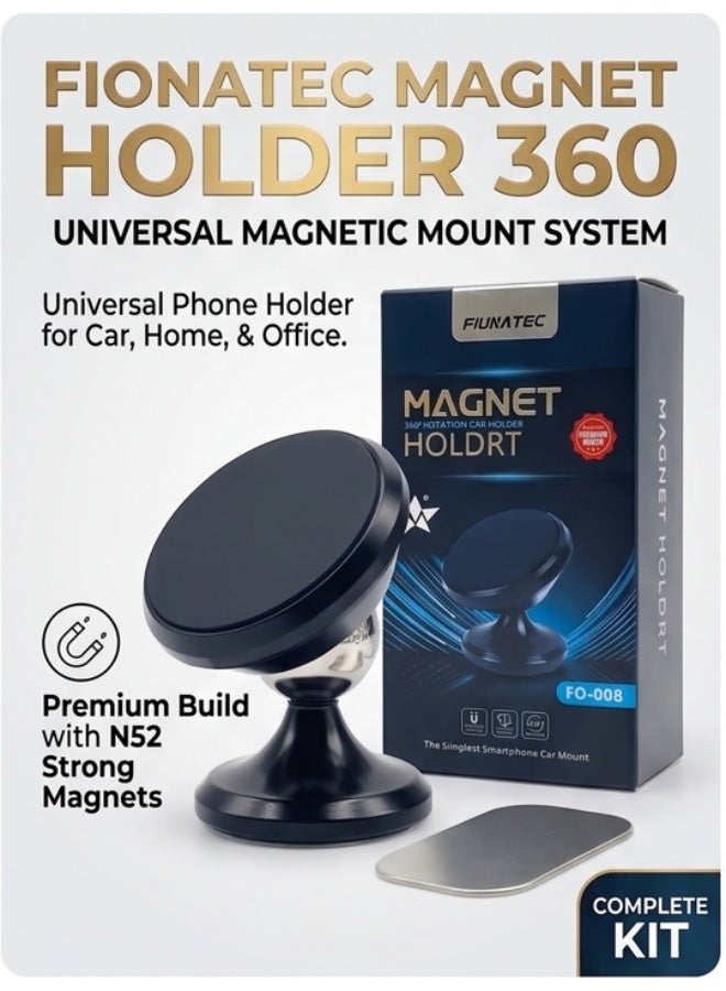 FIONA TEC MAGNET HOLDER 360 Degree Rotation Car Holder, Universal Phone Holder for Car, Home, Office & Boat, Compatible with All Phones, Tablets & GPS