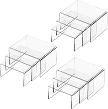 Hedume Set of 9 Clear Acrylic Display Risers for Figures, Buffets, Cupcakes and Jewelry Display Stands - Image 1