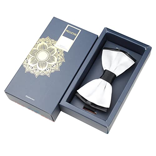 Peluche Essentials Premium Bowtie for Men- Comes in a Gift Box (Twining Double Fold- White) - Image 5