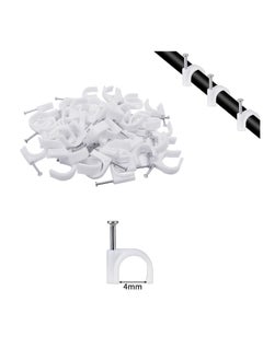 Duravel Duravel Electrical Cable Wire Round Clips, Steel Nails Tacks Holder for Organizing Electric Wires Cables Lines - White (4mm - 100Pcs)  - Image 2