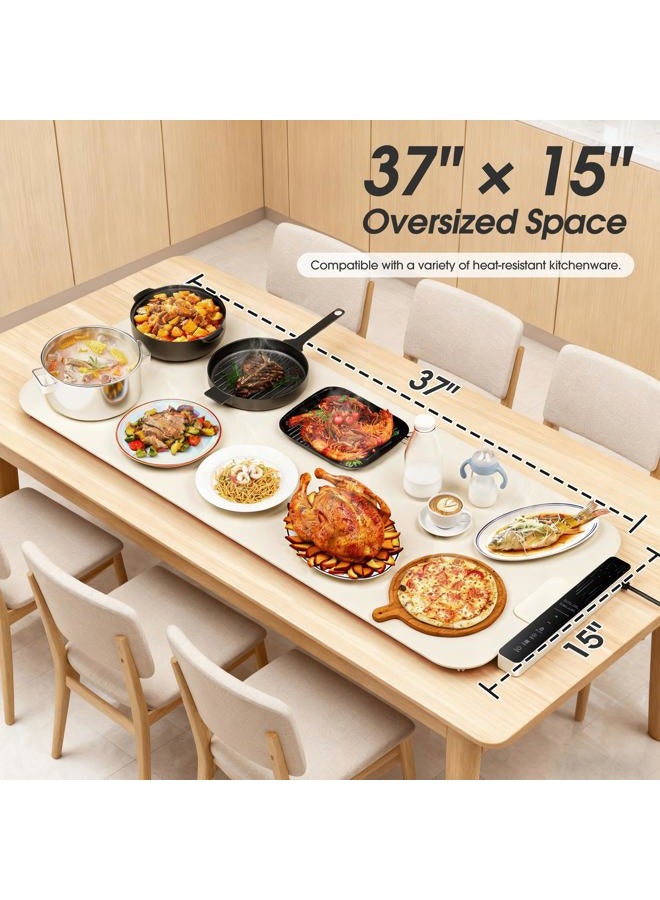 Vabaso Extra Large Food Warming Mat with APP, 37"x15" DIY Temperature & Timer Settings, Heats in 5s, Electric Warming Tray with Child Safety Lock, Warming Mat for Food & Countertop - Kosher Certified - Image 5