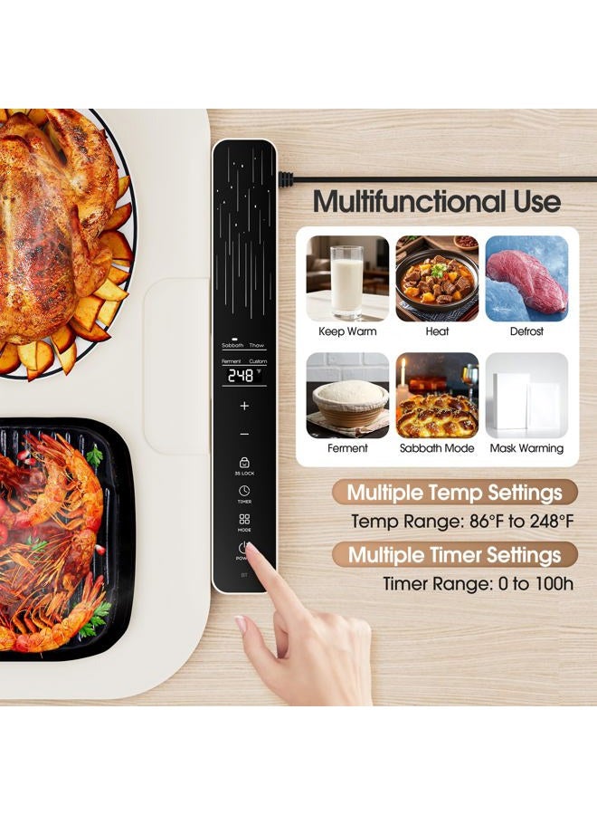 Vabaso Extra Large Food Warming Mat with APP, 37"x15" DIY Temperature & Timer Settings, Heats in 5s, Electric Warming Tray with Child Safety Lock, Warming Mat for Food & Countertop - Kosher Certified - Image 3