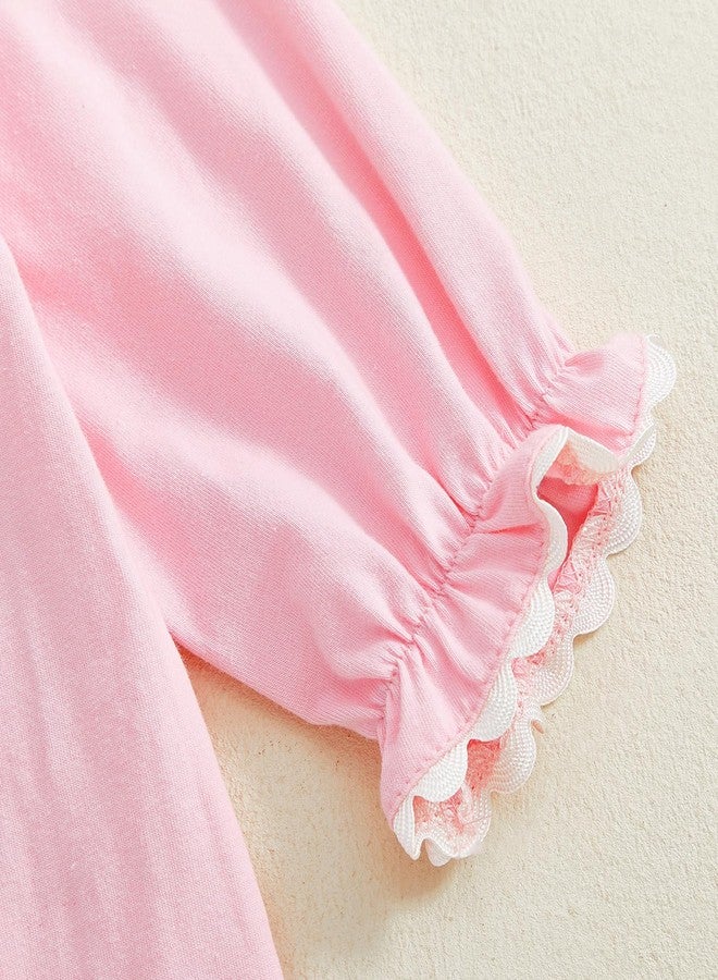 GOOCHEER First Birthday Baby Girl Outfit Fall 1 Cake Embroidery Ruffle Long Sleeve Romper Jumpsuit Cake Smash Clothes (Pink, 12-18 Months) - Image 5