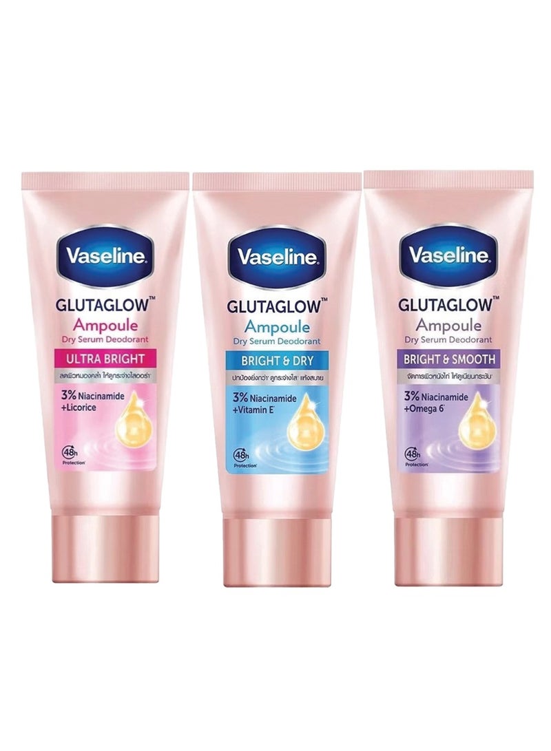 Vaseline Glutaglow Set of Ultra, Dry and Smooth Bright Ampoule Dry Serum Deodorant each 45ml