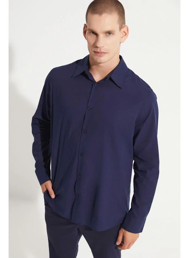 JUNE Exclusive Men Casual Shirt Navy