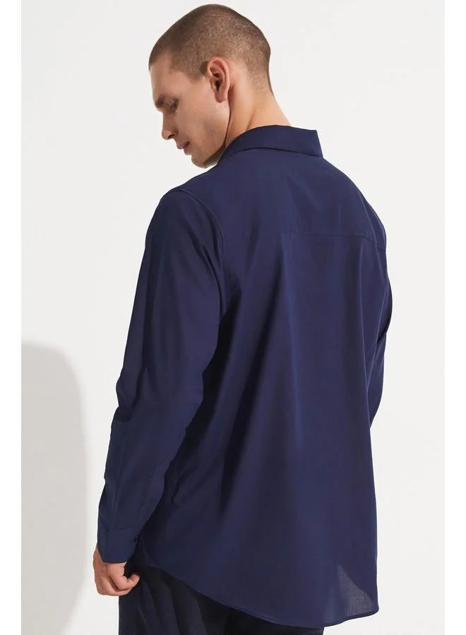 JUNE Exclusive Men Casual Shirt Navy