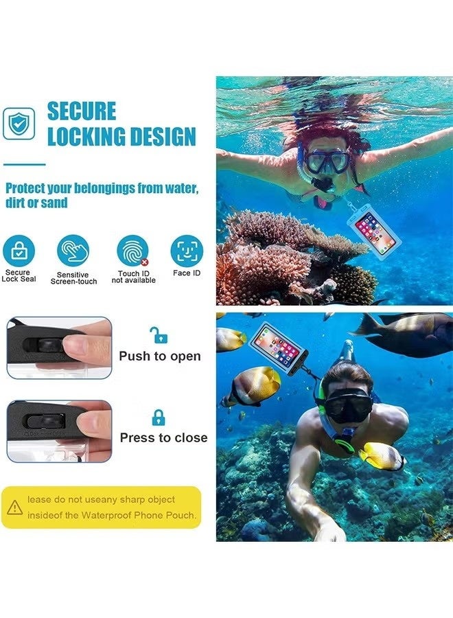 2Pcs Waterproof Phone Bag - IPX8 Universal iPhone Waterproof Bag - Water Phone Protection Bag is Vacation Essentials, Suitable for Beach, Pool, Rainy Day, Hiking, Skiing (Black + White) - Image 2