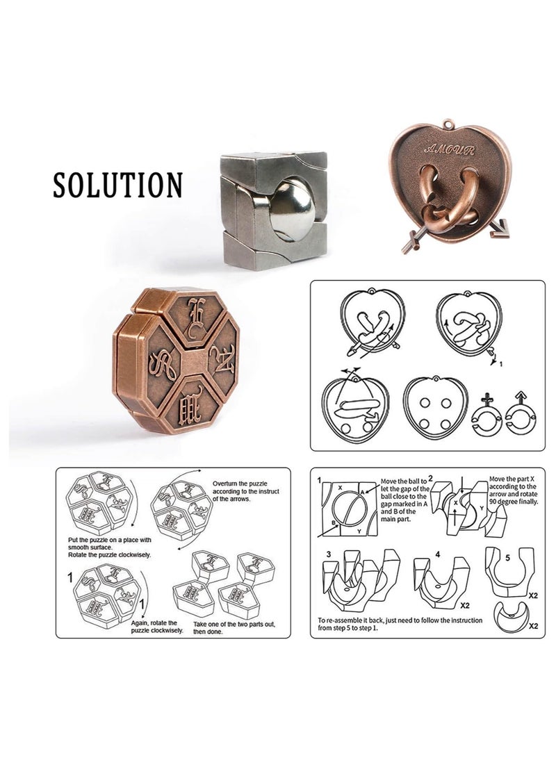 GROWSTEADY ألغاز تحفيز الدماغ 3 قطع من ألعاب ألغاز معدنية مصبوبة ألعاب ألغاز ثلاثية الأبعاد صعبة للغاية للبالغين - Image 5