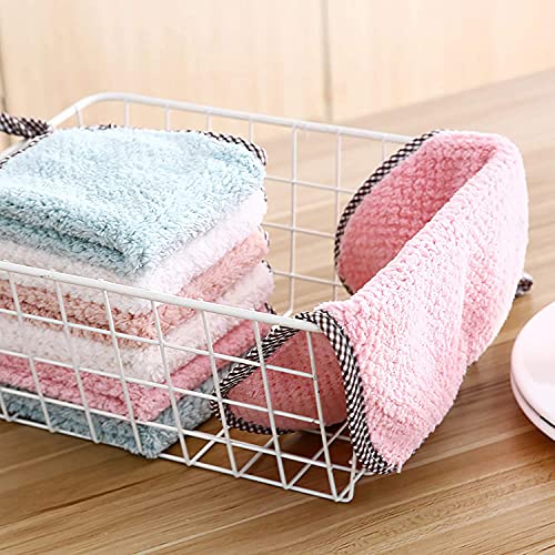 KPNG Cleaning Cloth,Coral Fleece Microfiber Dishcloth,Hangable Dish Washing Towels,Quick Dry Thicken Towel Rag Wipe for Kitchen & Bathroom,Pack of-8 - Image 3