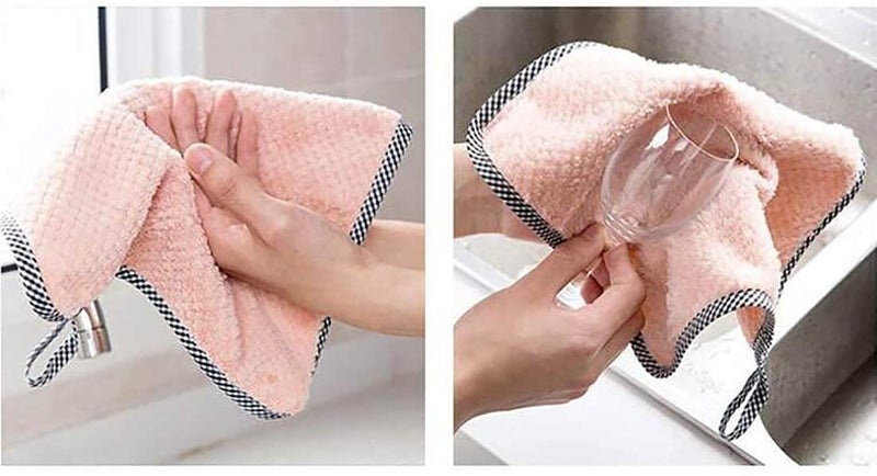 KPNG Cleaning Cloth,Coral Fleece Microfiber Dishcloth,Hangable Dish Washing Towels,Quick Dry Thicken Towel Rag Wipe for Kitchen & Bathroom,Pack of-8 - Image 4