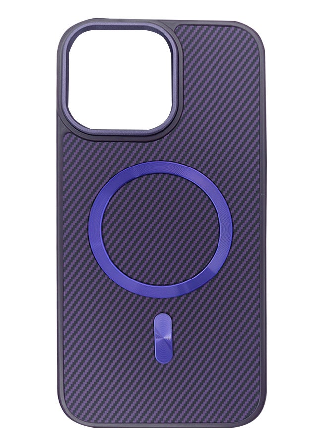 Magnetic Carbon Fiber Back Case for iPhone 16 Pro Max, Rugged Shockproof MagSafe Phone Case, Ultra Slim Case with Padded Interior to Prevent Your Phone's Back from Scratches, Supports Wireless Charging, Heavy Duty Protection and Anti-Scratch, for iPhone 16 Pro Max - Purple  - Image 2
