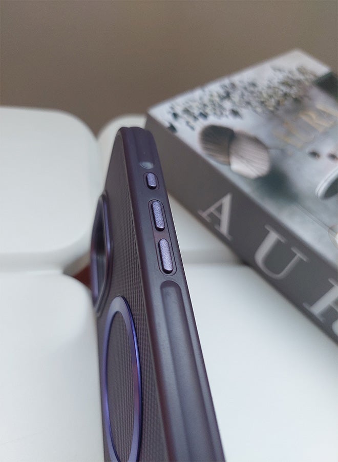 Magnetic Carbon Fiber Back Case for iPhone 16 Pro Max, Rugged Shockproof MagSafe Phone Case, Ultra Slim Case with Padded Interior to Prevent Your Phone's Back from Scratches, Supports Wireless Charging, Heavy Duty Protection and Anti-Scratch, for iPhone 16 Pro Max - Purple  - Image 4