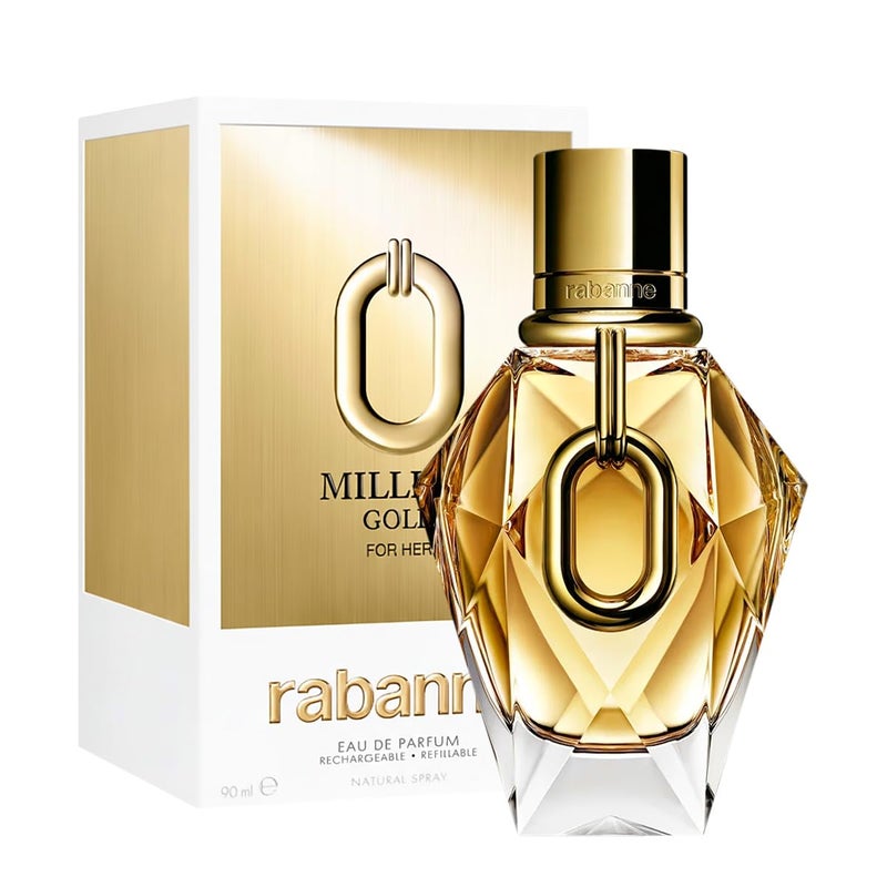 Rabanne Million Gold For Her Eau de Parfum Long Lasting Refillable Designer Perfume for Women with Sparkling Rose White Flowers Salty Mineral Musk Luxury Fragrance 3 oz - Image 2
