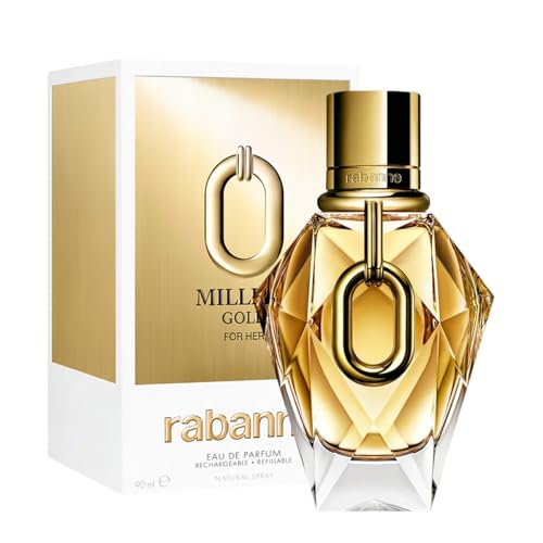 Rabanne Million Gold For Her Eau de Parfum Long Lasting Refillable Designer Perfume for Women with Sparkling Rose White Flowers Salty Mineral Musk Luxury Fragrance 3 oz - Image 1