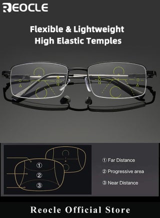 Progressive Multifocus Reading Glasses Anti Blue Light Readers with Diamond Cutting Design Anti-Fatigue Clear Lens Spectacle Readers for Men - view 2