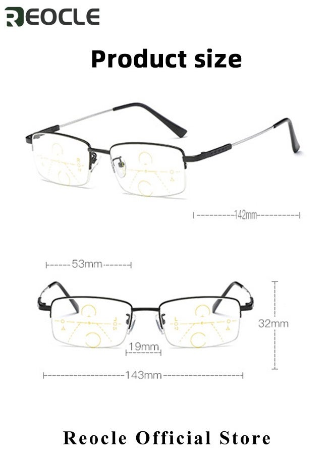 REOCLE - Progressive Multifocus Reading Glasses Anti Blue Light Readers with Diamond Cutting Design Anti-Fatigue Clear Lens Spectacle Readers for Men - Image 1