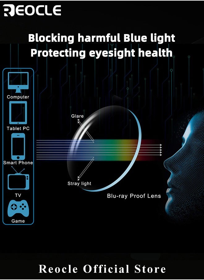 REOCLE Progressive Multifocus Reading Glasses Anti Blue Light Readers with Diamond Cutting Design Anti-Fatigue Clear Lens Spectacle Readers for Men  - Image 4