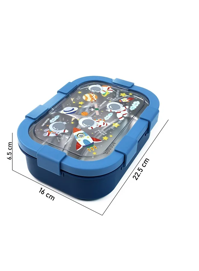 LITTLE SURPRISE BOX Little Surprise Box,3 Sections Blue Space Stainless Steel Lunch Box For Kids