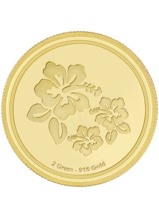 22 Karat 916 Purity 2 Gram Flower Gold Coin
