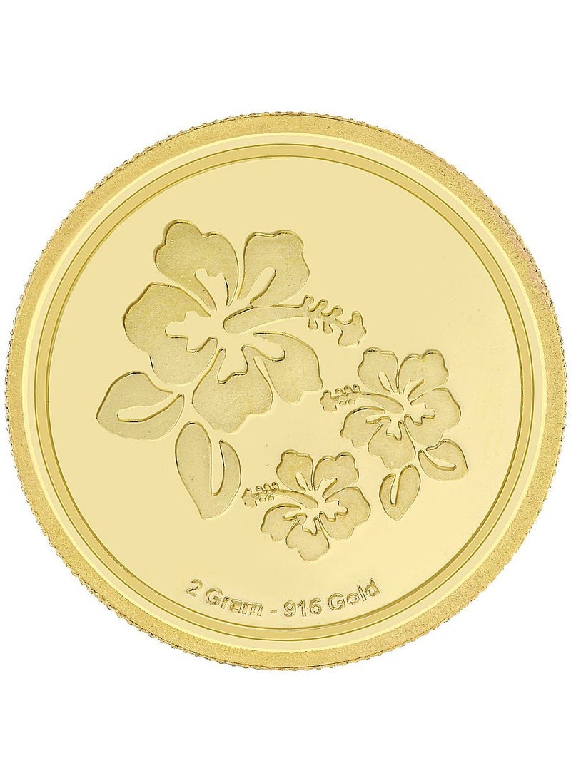 Malabar Gold and Diamonds 22 Karat 916 Purity 2 Gram Flower Gold Coin  - Image 1