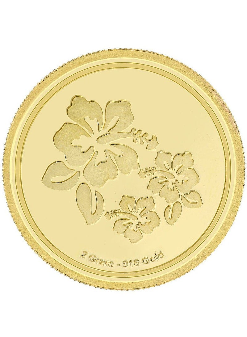 Malabar Gold and Diamonds 22 Karat 916 Purity 2 Gram Flower Gold Coin - Image 1