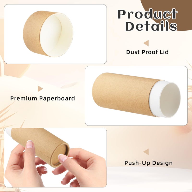 Mirrline 10 Pcs 75g/2.5oz Paperboard Deodorant Tubes Refillable Cardboard Tubes Empty Solid Perfume Container Lotion Sticks Jars for DIY Cosmetic Samples Deodorant - Brown - Image 3