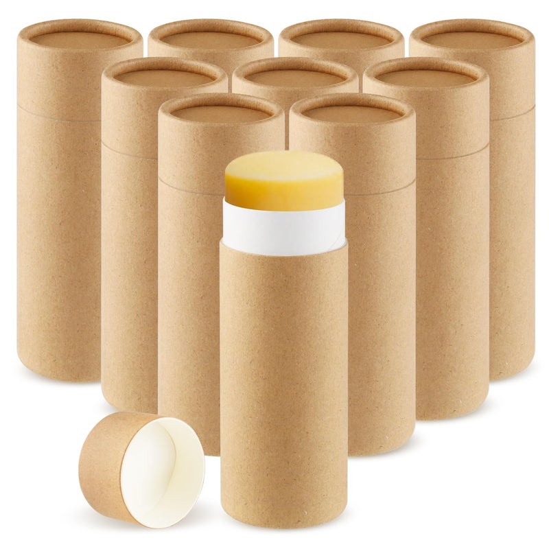 Mirrline 10 Pcs 75g/2.5oz Paperboard Deodorant Tubes Refillable Cardboard Tubes Empty Solid Perfume Container Lotion Sticks Jars for DIY Cosmetic Samples Deodorant - Brown - Image 1