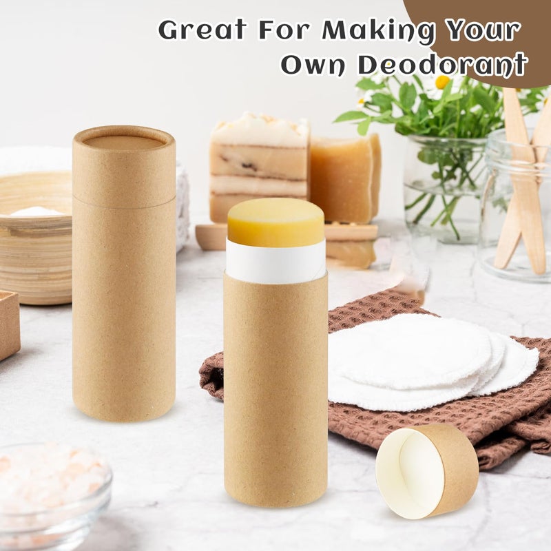 Mirrline 10 Pcs 75g/2.5oz Paperboard Deodorant Tubes Refillable Cardboard Tubes Empty Solid Perfume Container Lotion Sticks Jars for DIY Cosmetic Samples Deodorant - Brown - Image 5