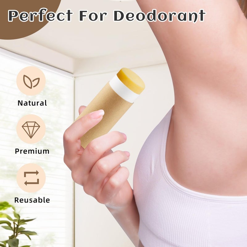 Mirrline 10 Pcs 75g/2.5oz Paperboard Deodorant Tubes Refillable Cardboard Tubes Empty Solid Perfume Container Lotion Sticks Jars for DIY Cosmetic Samples Deodorant - Brown - Image 4