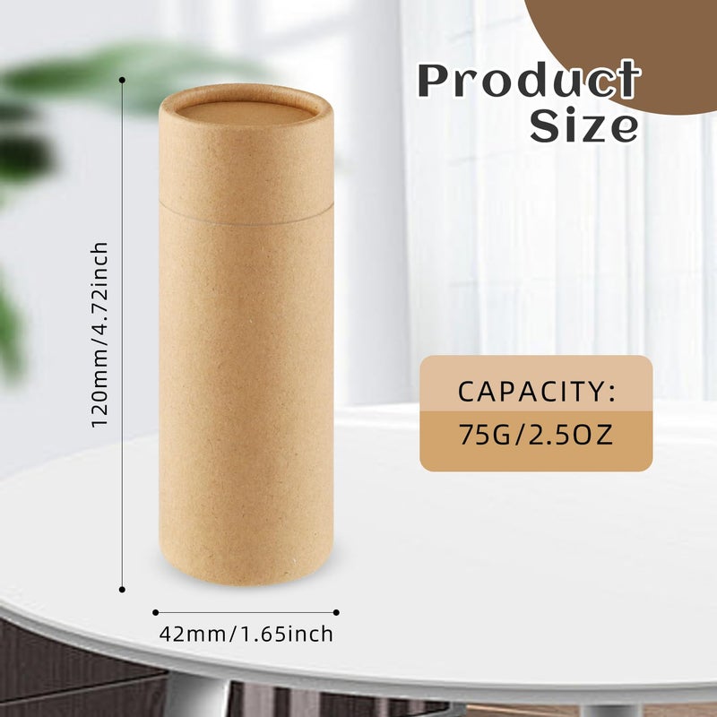 Mirrline 10 Pcs 75g/2.5oz Paperboard Deodorant Tubes Refillable Cardboard Tubes Empty Solid Perfume Container Lotion Sticks Jars for DIY Cosmetic Samples Deodorant - Brown - Image 2