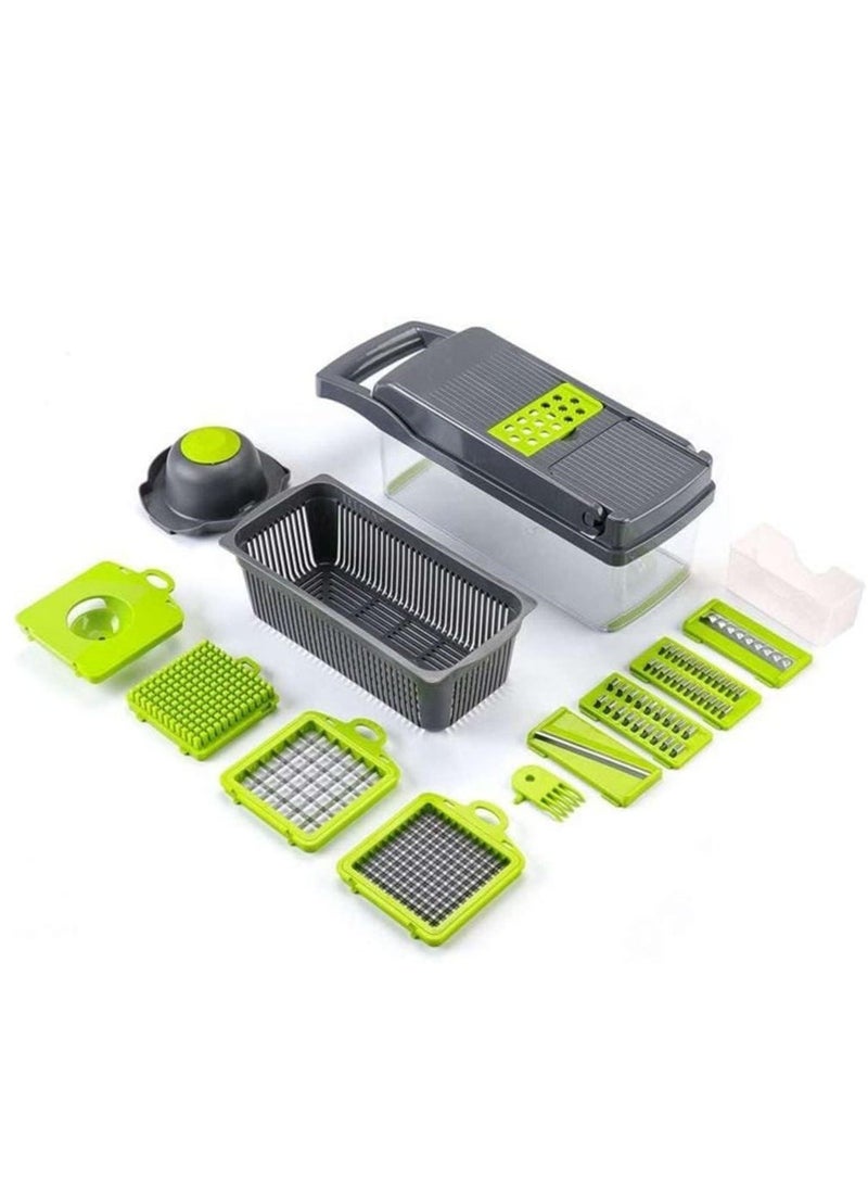 Raxoom Vegetable Chopper Food Chopper Slicer Veggie Chopper Grater Multifunction with Handle Multi Blade Kitchen Food Vegetable Chopper Cutter with Container Drain Basket for Fruit Onion Potato - Image 4