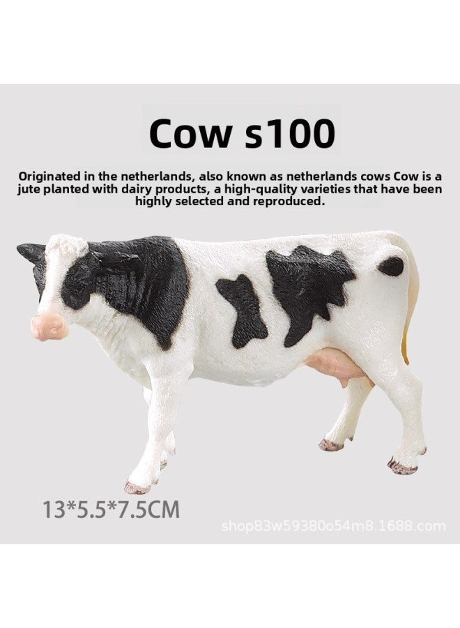 Cross-border Simulation Cow Jersey Cattle Children's Toy Farm Animal Solid Plastic Model European And American Ranch Ornaments 