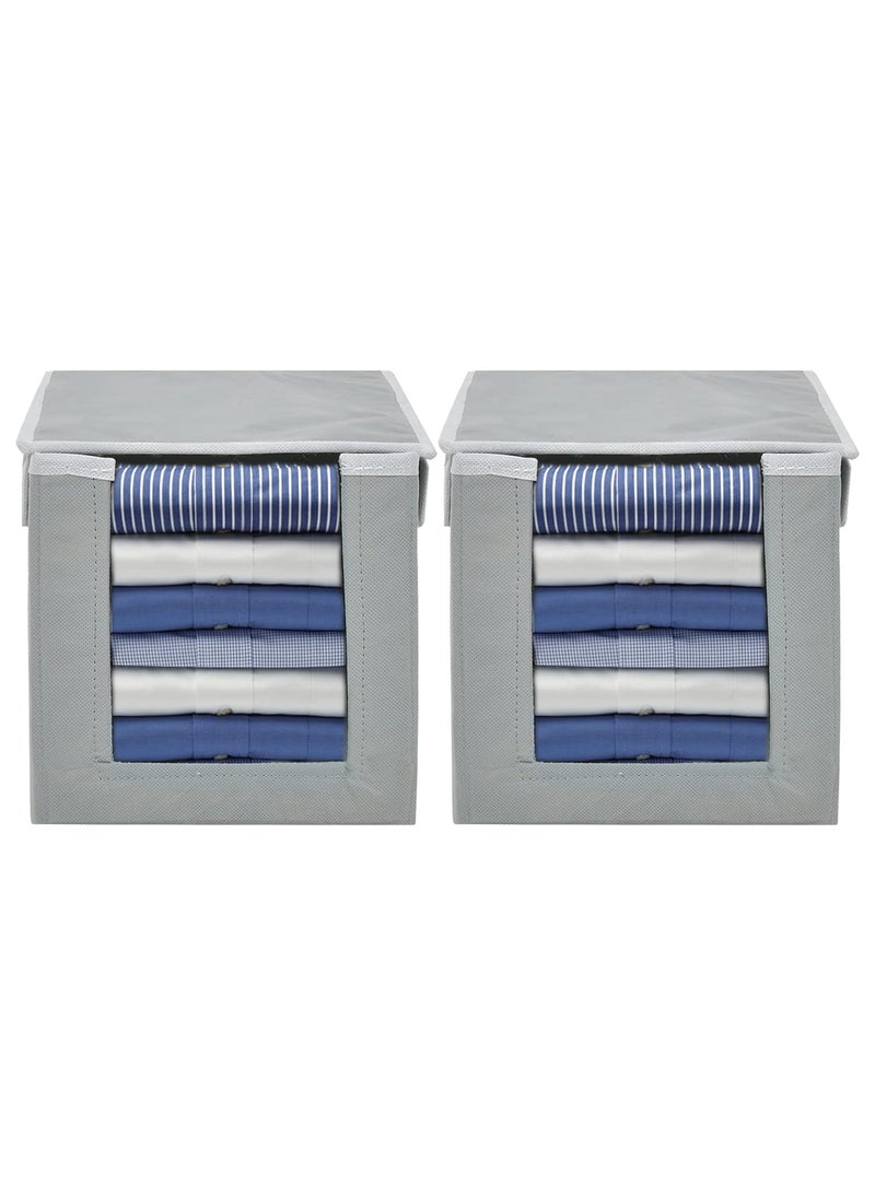 Kuber Industries Kuber Industries NonWoven Foldable Cloth Saree Stacker Cloth Wardrobe Organizer Plastic 3 Pieces Small Size Multipurpose Solitaire Storage Basket  - Image 2