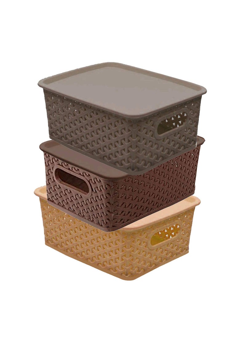 Kuber Industries Kuber Industries NonWoven Foldable Cloth Saree Stacker Cloth Wardrobe Organizer Plastic 3 Pieces Small Size Multipurpose Solitaire Storage Basket  - Image 5