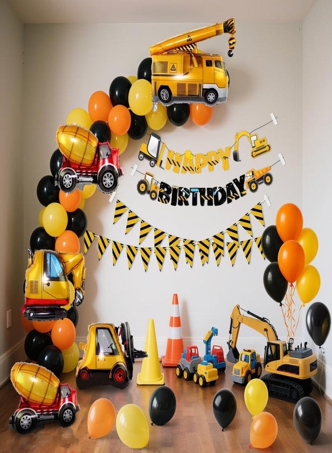 FIGEPO 3 Packs Construction Happy Birthday Banner and Construction Pennant Flags Bunting Banner Decorations Construction Birthday Party Supplies for Boys Birthday Party (Construction) - Image 5
