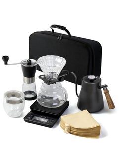 Hand-Brewed Coffee Set Drip Coffee Gift Box Camping Coffee Machine, Black29x58x17cm