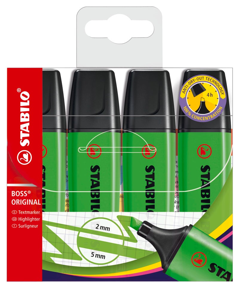STABILO Highlighter BOSS ORIGINAL - Pack of 4 - Green - Image 1