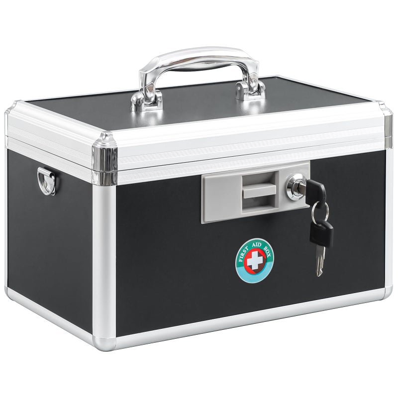 KYODOLED Medication Lock Box with Key Medicine Lock Box for Safe Medication Storage First Aid Key Safe Box with Lock for Home Outdoor Use 122 x 78 x 82 Black