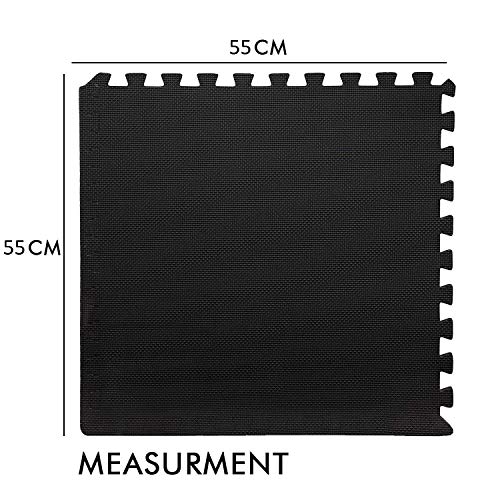 EASY HOME Interlocking Gym Mats for Floor, Home Rubber Workout Mat, EVA Foam Exercise Mat- 60x60cm - 12mm Thick, Black (Pack of 8-32 Square Foot) - Image 5