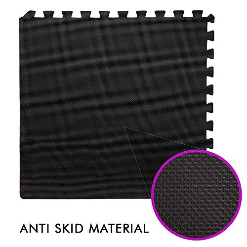 EASY HOME Interlocking Gym Mats for Floor, Home Rubber Workout Mat, EVA Foam Exercise Mat- 60x60cm - 12mm Thick, Black (Pack of 8-32 Square Foot) - Image 4