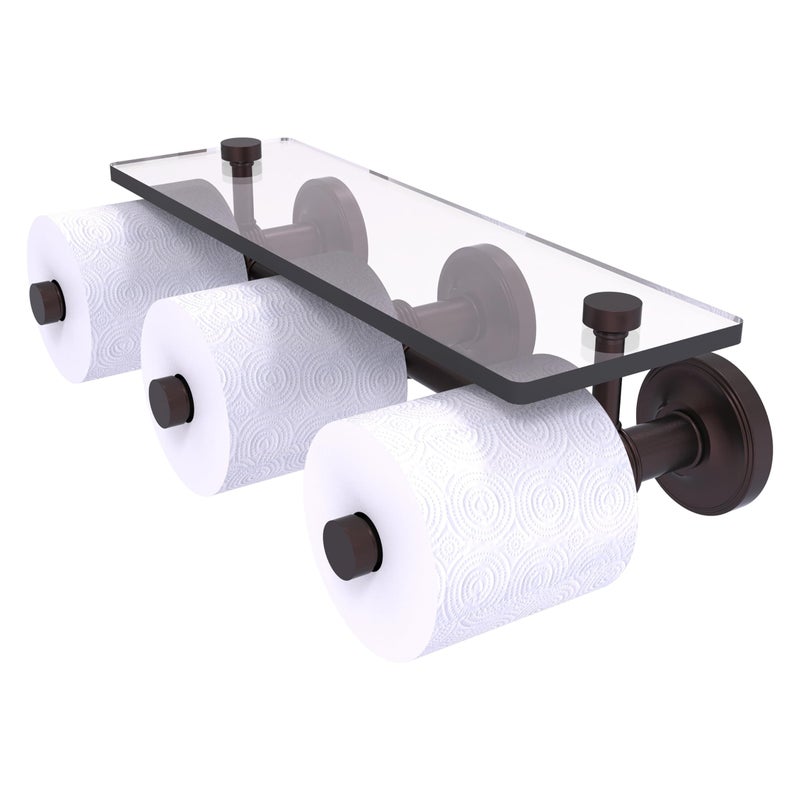 Allied Brass PR353S Prestige Regal Collection Horizontal Reserve 3 Roll Glass Shelf Toilet Paper Holder Antique Bronze