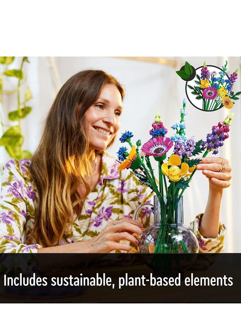KASTWAVE - Flower Building Blocks Kit, Artificial Flowers with Poppies and Lavender, Crafts for Adults, Home Décor, Gifts for Women, Men, Her & Him, Botanical Collection - Image 1