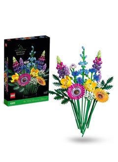 Flower Building Blocks Kit, Artificial Flowers with Poppies and Lavender, Crafts for Adults, Home Décor, Gifts for Women, Men, Her & Him, Botanical Collection