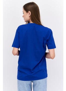 ESPRIT Women Crew Neck Short Sleeve Brand Logo T-Shirt, Blue/Green  - Image 2