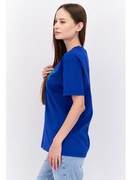ESPRIT Women Crew Neck Short Sleeve Brand Logo T-Shirt, Blue/Green  - Image 4