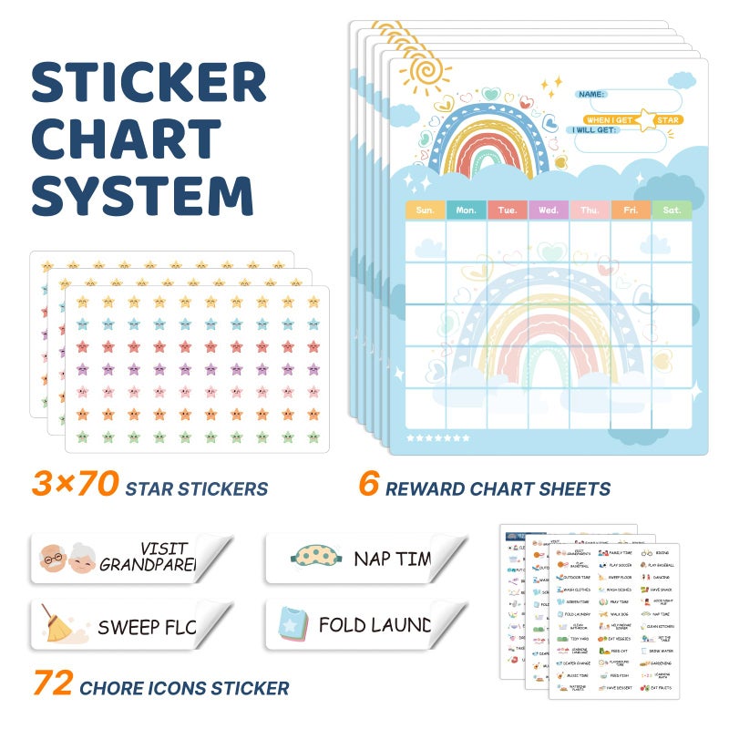 CustomMaster Upgraded Slider 4 in 1 Reward Chart for Kids, Reusable Bedtime/Morning/Daily Routine Chart for Kids, Magnetic Chore Chart for Kids Toddlers, Sticker Chart for Kids Behavior Chart for Kids at Home - Image 3