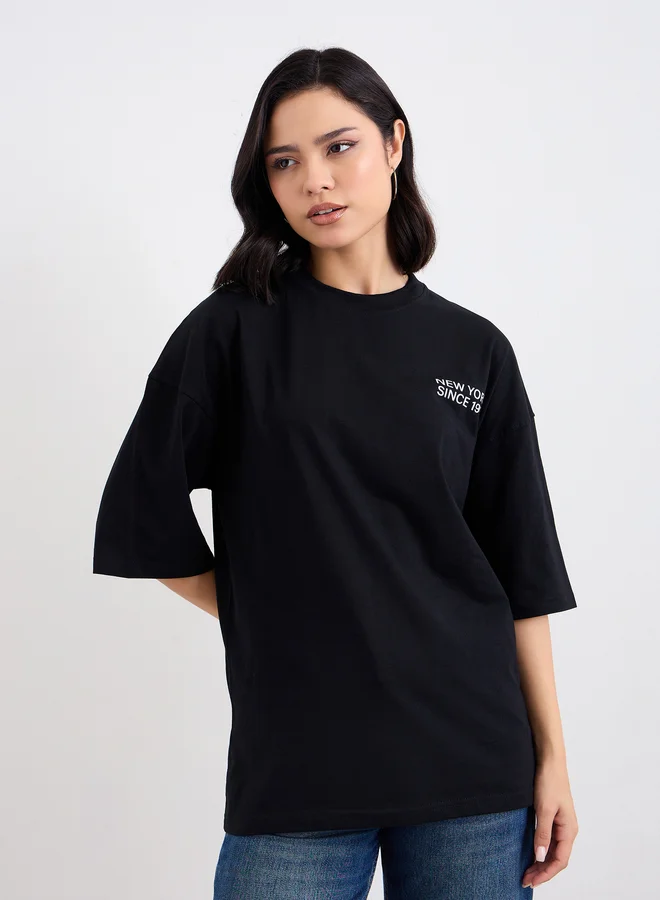 Styli Styli Slogan Print Oversized T-Shirt